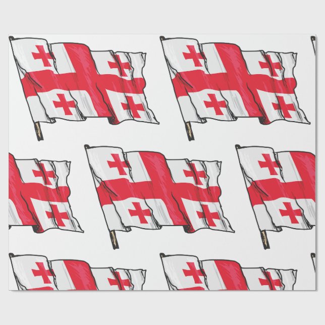 Waving Georgia Flag Red and White Five Crosses Geschenkpapier (Flach)