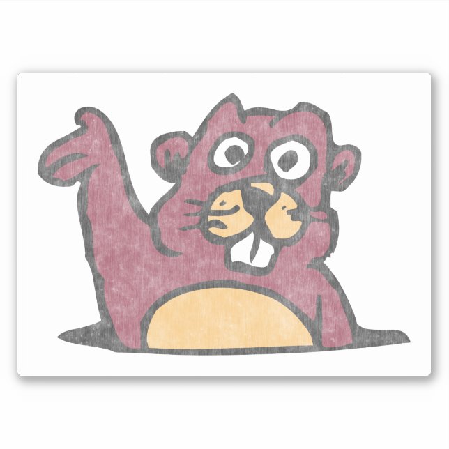 Waving Gopher Vintag Style gestört White Aufkleber (Vorderseite)