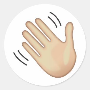 Waving Hand Sign - Emoji Runder Aufkleber