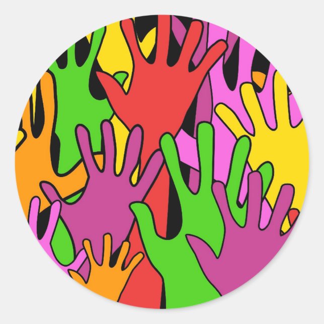 Waving Hands Runder Aufkleber (Vorderseite)