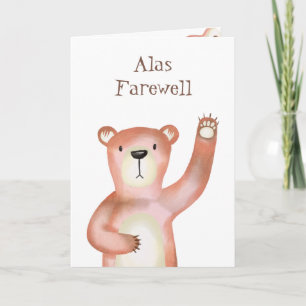 Waving Niedliches Wasserfarbenbraun Teddy Bär Karte