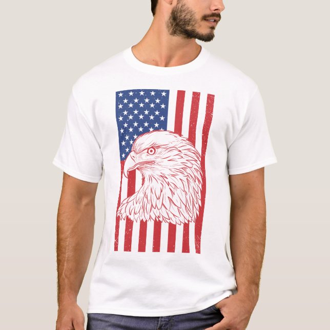 Waving Patriotic American Flag Design T-Shirt (Vorderseite)