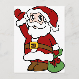 Waving Santa Claus Cartoon Charakter Feiertagspostkarte