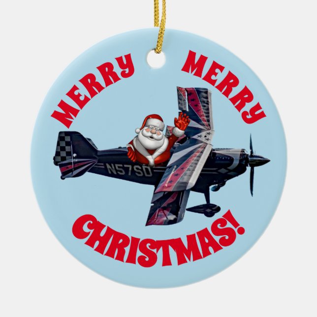 Waving Santa Keramik Ornament (Vorne)