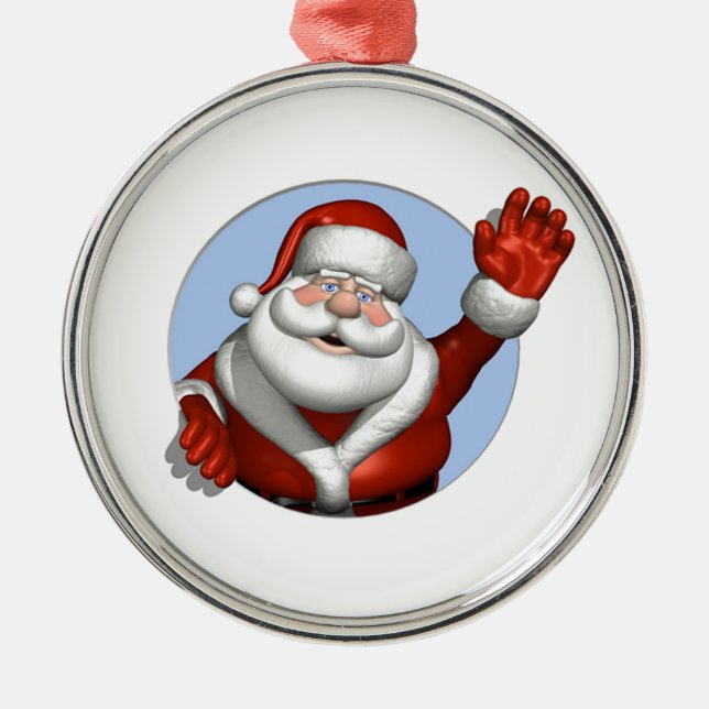Waving Santa Ornament Aus Metall (Vorne)