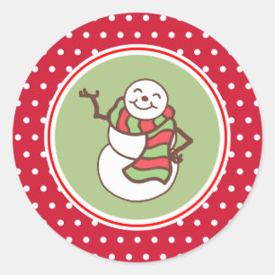 Waving Snowman Weihnachtskleber Runder Aufkleber