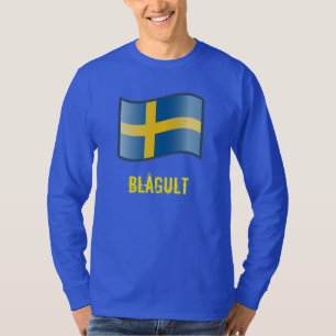 Waving Sweden Flag Blågult Long Sleeve T - Shirt