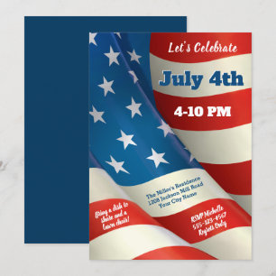 Waving U.S Flag 4. Juli Party Einladung