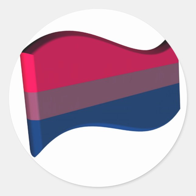 Wavy 3D Bisexuelle Flagge Runder Aufkleber (Vorderseite)