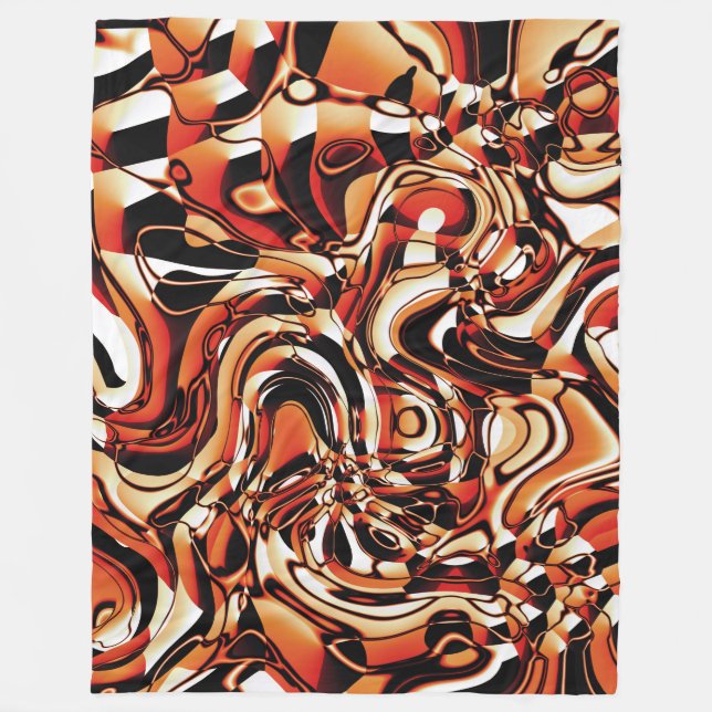 Wavy Abstrakt 270321 - 02 Orange Fleecedecke (Vorderseite)
