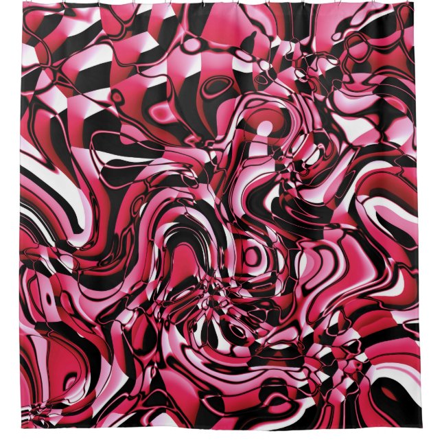 Wavy Abstrakt 270321 - 02 Rot Duschvorhang (Vorderseite)