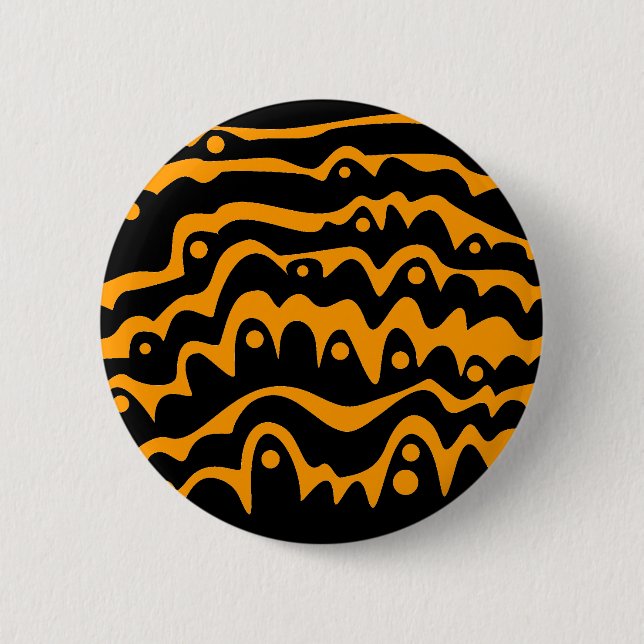 Wavy Abstrakt Black und Orange Button (Vorderseite)