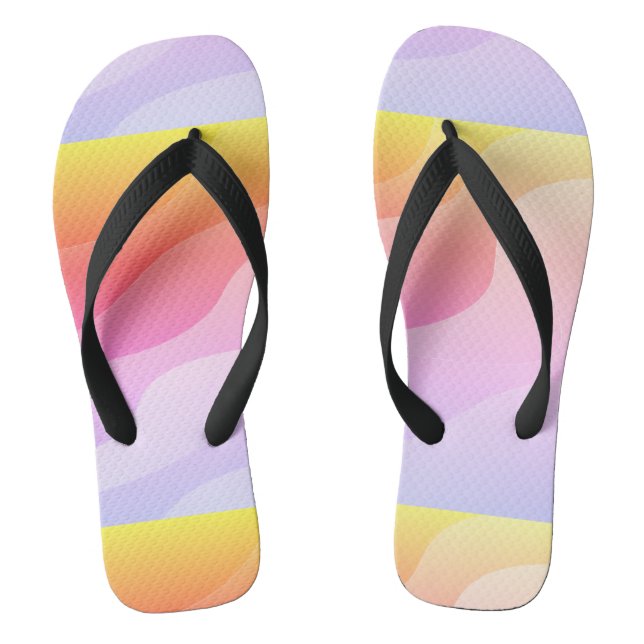 Wavy Abstrakte Formen leuchtend farbig Flip Flops (Fußbett)
