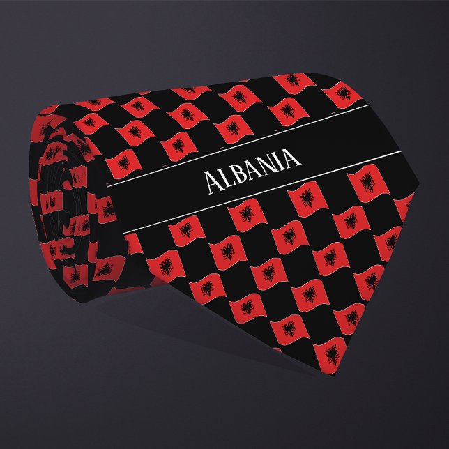 Wavy Albanien Flaggenmuster Krawatte (Von Creator hochgeladen)