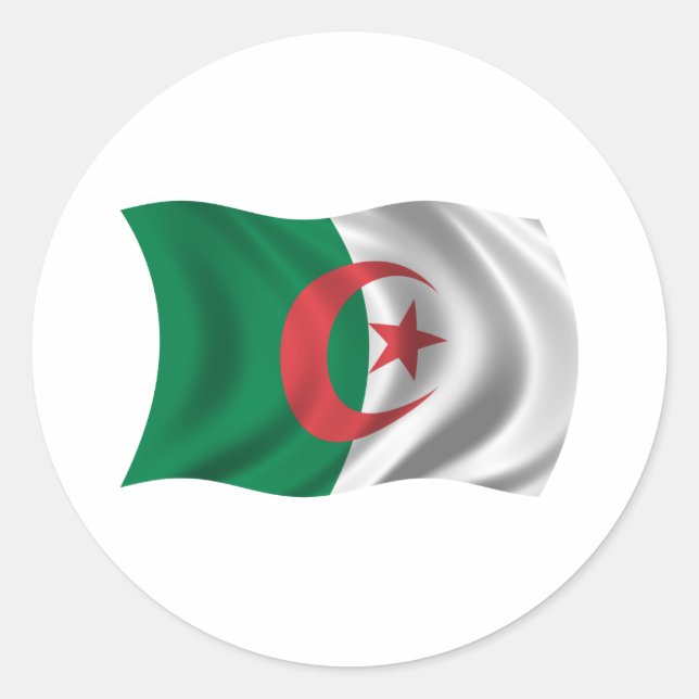 Wavy Algeria Flag Runder Aufkleber (Vorderseite)