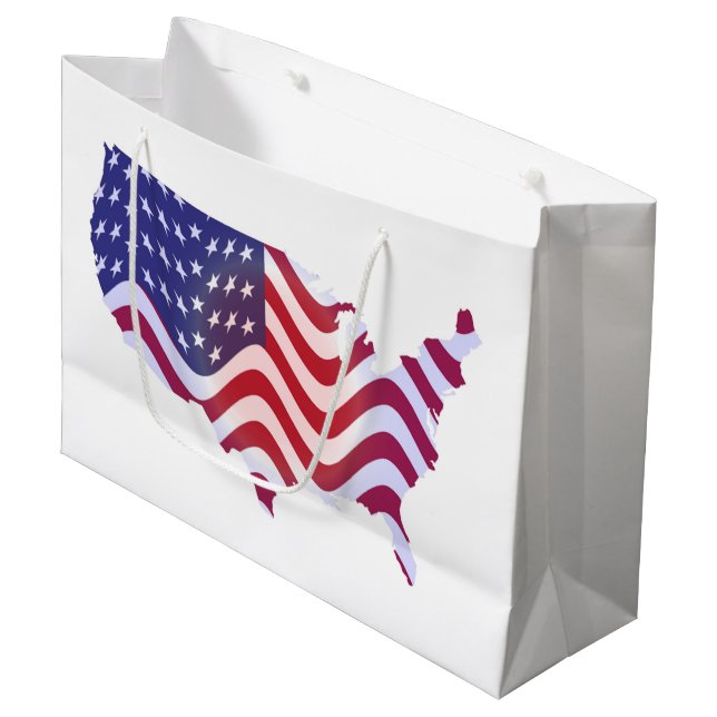 WAVY AMERICAN FLAG GROßE GESCHENKTÜTE (Vorderseite Schrägansicht)