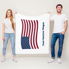 Wavy American Flag (mit Ihrem eigenen Slogan) Fleecedecke