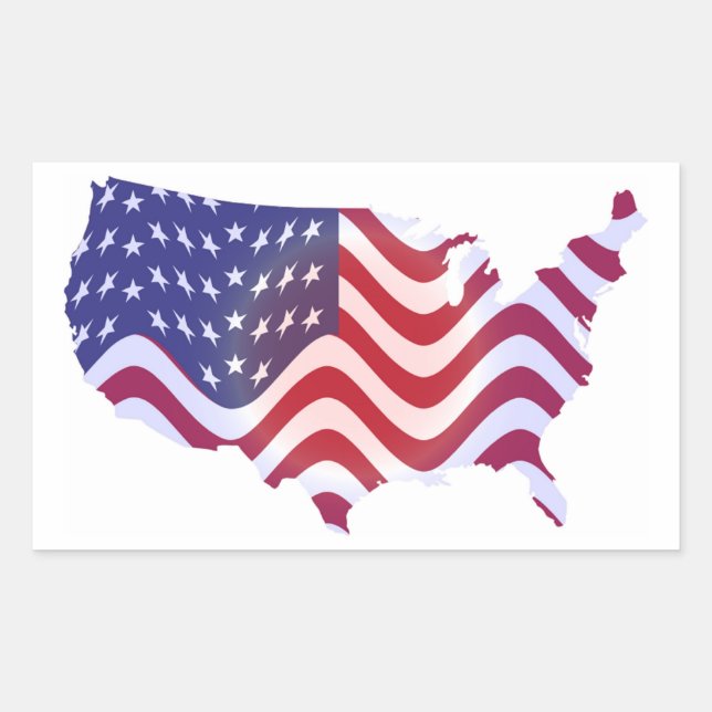 WAVY AMERICAN FLAG RECHTECKIGER AUFKLEBER (Vorderseite)