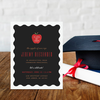 Wavy Apple Preschool Graduation Party Invitation Einladung
