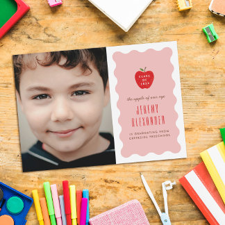 Wavy Apple Preschool Photo Graduation Announcement Save The Date