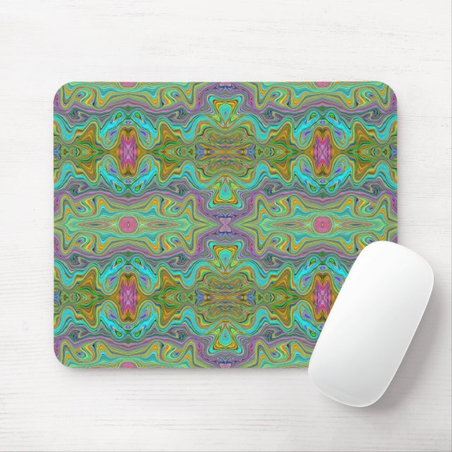 Wavy Aqua Blue und Orange Trippy Muster Mousepad (Mit Mouse)