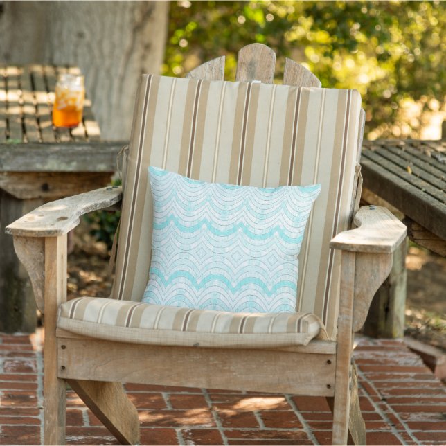 Wavy Aqua Geometric Muster Kissen (Stuhl)