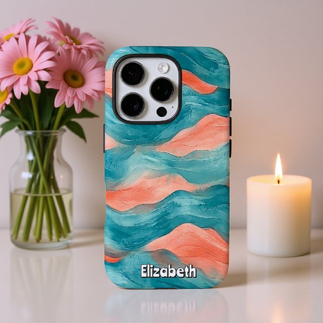 Wavy Aquamarin und Fuschia Abstrakt Case-Mate iPhone Hülle (Von Creator hochgeladen)