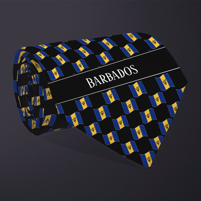 Wavy Barbados Flag Pattern Krawatte (Von Creator hochgeladen)