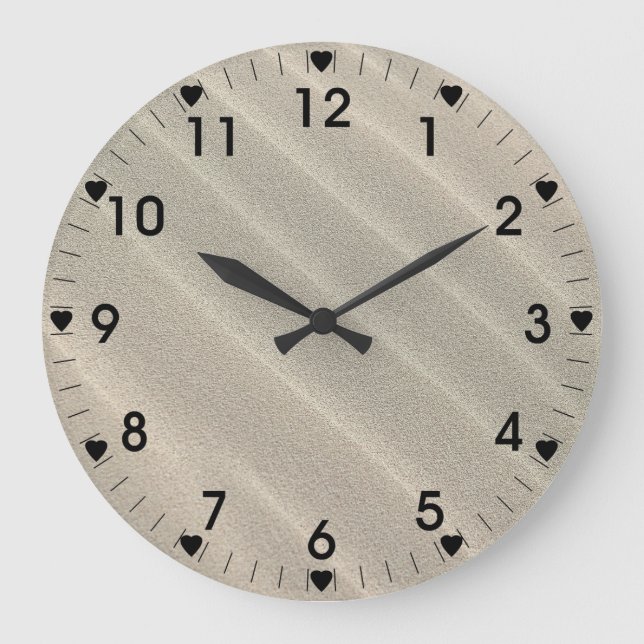 Wavy Beach Sand Black Number Große Wanduhr (Vorderseite)