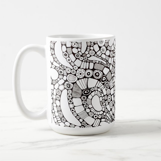 Wavy Bendy Circles Square Abstract Line Drawing Kaffeetasse (Links)