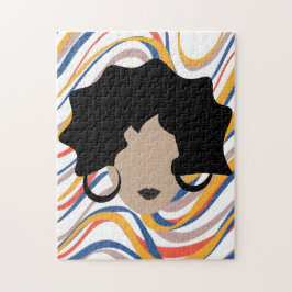 Wavy Black Hair Stylist Schönheitsgesicht Puzzle