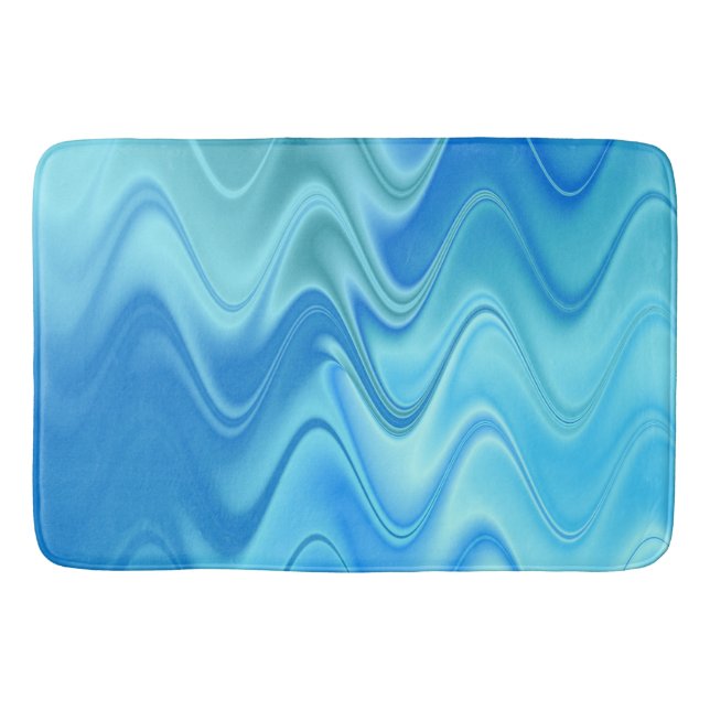 Wavy Blue Abstrakt Badematte (Vorderseite)