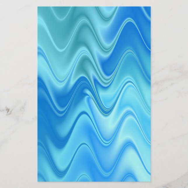 Wavy Blue Abstrakt Briefpapier (Vorderseite)