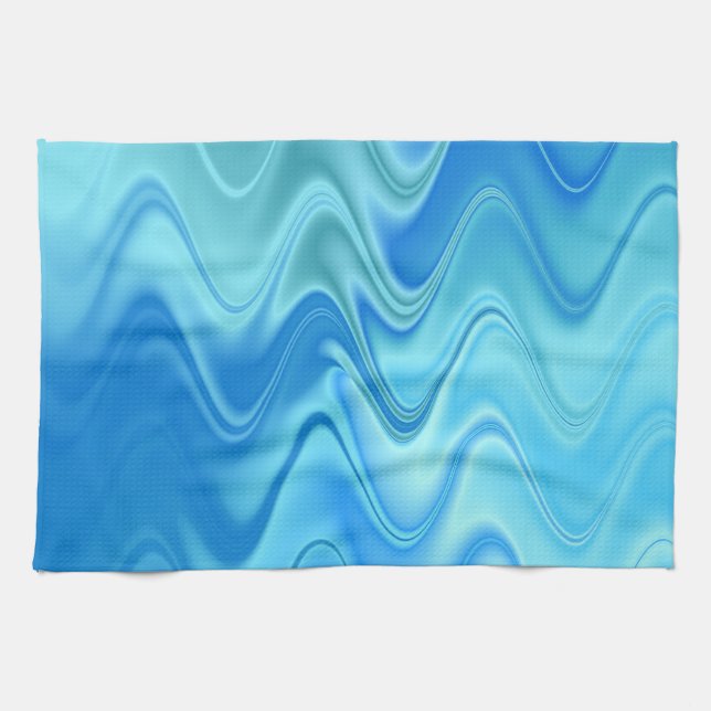 Wavy Blue Abstrakt Geschirrtuch (Horizontal)