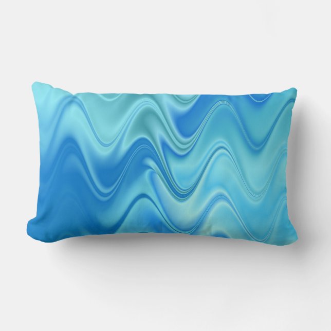 Wavy Blue Abstrakt Lendenkissen (Vorderseite)