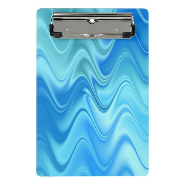 Wavy Blue Abstrakt Mini Klemmbrett (Vorderseite)