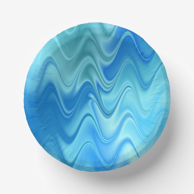 Wavy Blue Abstrakt Pappteller (Vorderseite)