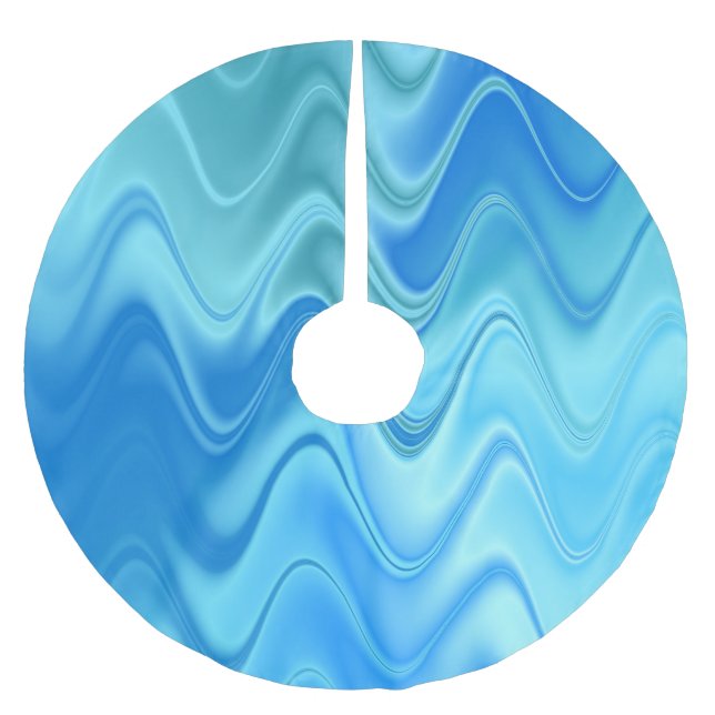 Wavy Blue Abstrakt Polyester Weihnachtsbaumdecke (Vorderseite)