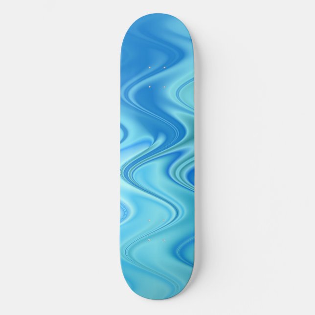 Wavy Blue Abstrakt Skateboard (Vorderseite)
