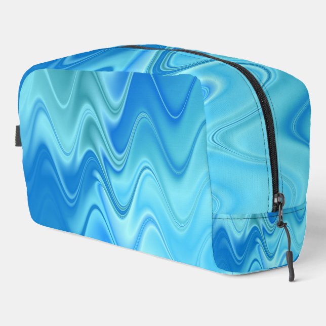 Wavy Blue Abstrakt Toilettenbeutel Waschbeutel (Rechte Ecke)