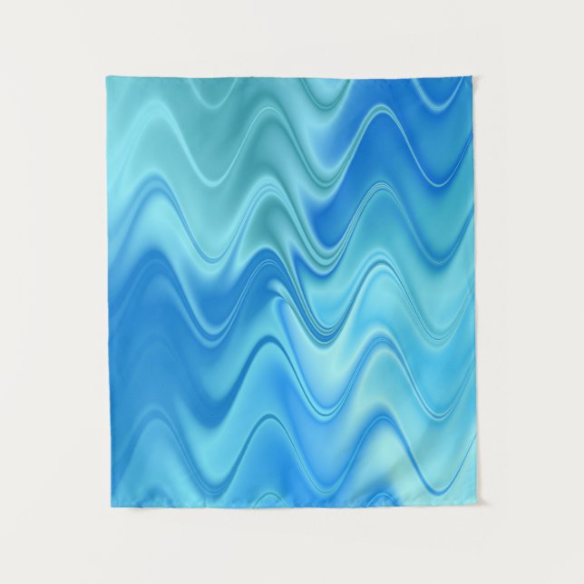 Wavy Blue Abstrakt Wandteppich (Vorderseite)