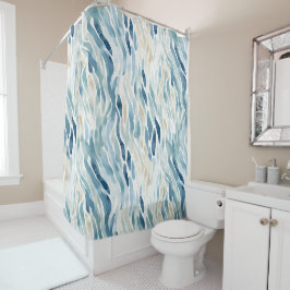 Wavy Blue Cream Abstrakt Beach Duschvorhang