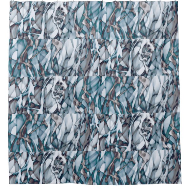 Wavy Blue Gold Abstrakt Art Beach Handtuch Duschvorhang (Vorderseite)