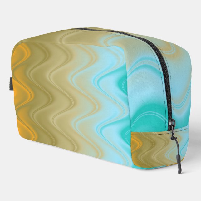 Wavy Blue Green Orange Abstrakt Duffel Bag Waschbeutel (Rechte Ecke)
