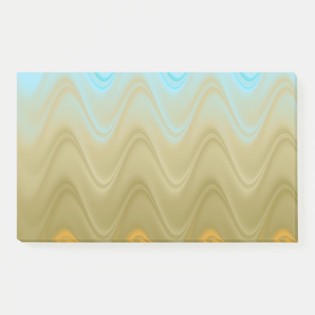 Wavy Blue Green Orange Abstrakt Post-it Klebezettel (Vorderseite)