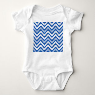 Wavy Blue Pattern Baby Strampler