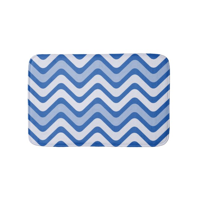 Wavy Blue Pattern Badematte (Vorderseite)