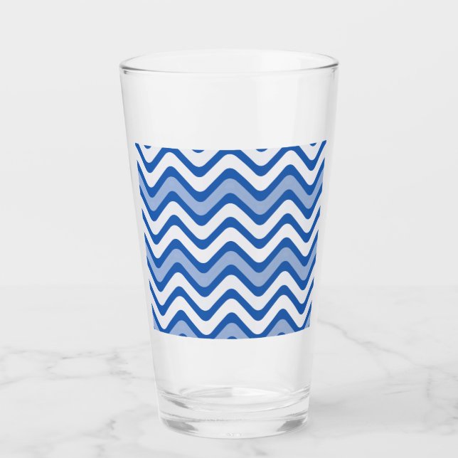 Wavy Blue Pattern Glas (Vorderseite)