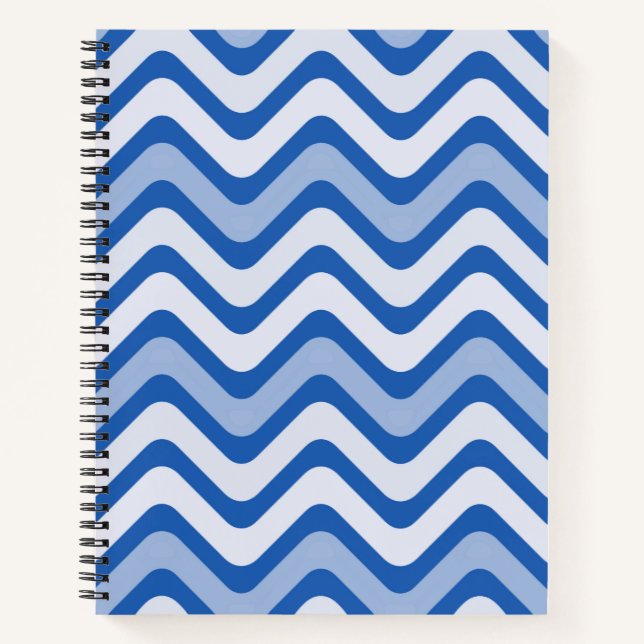 Wavy Blue Pattern Notizbuch (Vorderseite)