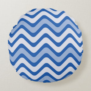 Wavy Blue Pattern Rundes Kissen